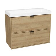 Nábytkový set Cersanit Atrato 80, skříňka 80 pod umyvadlo dub, umyvadlo Moduo 80 nábytkové bílé