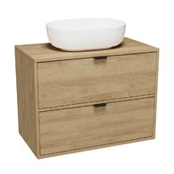 Nábytkový set Cersanit Atrato 80, skříňka 80 pod desku dub, deska 80 dub, umyvadlo Moduo 50 na desku oválné bílé