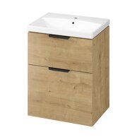 Skříňka Cersanit City 60 pod desku nebo umyvadlo dub, úchytky černé