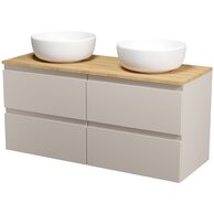 Nábytkový set Cersanit Moduo 120, skříňka 60 pod desku kašmír 2x, deska 120 horní dub hikora, umyvadlo Moduo 40 na desku kulaté bílé 2x