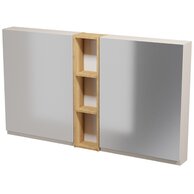 Nábytkový set Cersanit Moduo 140, skříňka 60 zrcadlová závěsná kašmír 2x, skříňka 20 horní závěsná otevřená dub hikora