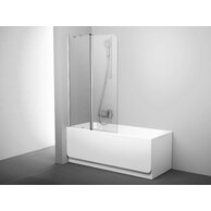 Vanová zástěna Ravak Chrome CVS2 100 dvoudílná pohyblivá, satin/transparent, levá, 7QLA0U00Z1