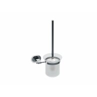 WC štětka Ravak Chrome s držákem a nádobkou, matné sklo/chrom, X07P196