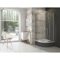 Sprchový kout Ravak Blix BLCP4 Sabina 90x90 čtyřdílný čtvrtkruhový snížený, satin/transparent, 3B270U40Z1