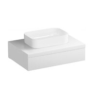 Nábytkový set Ravak Formy, skříňka 80 s deskou bílá, umyvadlo Ceramic Slim 55 na desku hranaté bílé