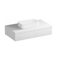 Nábytkový set Ravak Formy, skříňka 120 s deskou bílá, umyvadlo Ceramic Slim 55 na desku hranaté bílé