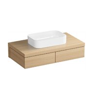 Nábytkový set Ravak Formy, skříňka 100 s deskou dub, umyvadlo Ceramic Slim 55 na desku hranaté bílé