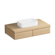 Nábytkový set Ravak Formy, skříňka 120 s deskou dub, umyvadlo Ceramic Slim 55 na desku hranaté bílé