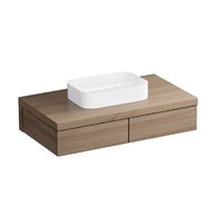 Nábytkový set Ravak Formy, skříňka 120 s deskou ořech, umyvadlo Ceramic Slim 55 na desku hranaté bílé