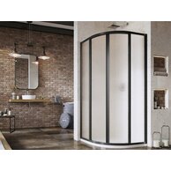 Sprchový kout Ravak Supernova SKCP4 80x80x195 čtyřdílný čtvrtkruhový, černá/grape, 3114O302ZG