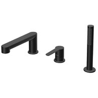 Baterie Ravak Puri vanová, stojánková 3-otvorová, se sprchovým setem, černá, X070186