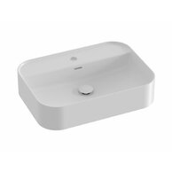 Umyvadlo Ravak Ceramic Slim Shelf R 55 na desku tenkostěnné, s otvorem pro baterii, s přepadem, bílá, XJX01155005
