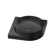 Umyvadlo Ravak Yard 45 C rohové tenkostěnné na konzoli, bez otvoru pro baterii, bez přepadu, černá mat, XJX0D045000