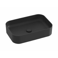 Umyvadlo Ravak Ceramic Slim R 55 na desku tenkostěnné, bez otvoru pro baterii, bez přepadu, černá mat, XJX0D155001