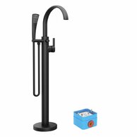 Baterie do podlahy Ravak Freedom vanová do podlahy, bez tělesa, se sprchovým setem, černá mat, X070435