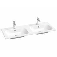 Dvojumyvadlo Ravak Chrome Slim 120 nábytkové tenkostěnné s otvory pro baterie, s přepadem, bílá, XJG01112001