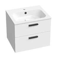 Nábytkový set Ravak SD Chrome II, skříňka 60 pod umyvadlo bílá, madla černá, umyvadlo Chrome Slim 60 nábytkové bílé