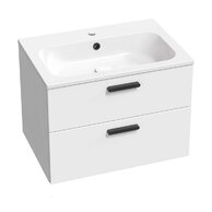 Nábytkový set Ravak SD Chrome II, skříňka 70 pod umyvadlo bílá, madla černá, umyvadlo Chrome Slim 70 nábytkové bílé