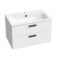 Nábytkový set Ravak SD Chrome II, skříňka 80 pod umyvadlo bílá, madla černá, umyvadlo Chrome Slim 80 nábytkové bílé