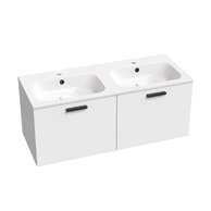 Nábytkový set Ravak SD Chrome II, skříňka 120 pod umyvadlo bílá, madla černá, umyvadlo Chrome Slim 120 nábytkové bílé
