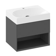 Nábytkový set Ravak Lite, skříňka 60 pod umyvadlo černá mat, umyvadlo Lite 60 nábytkové bílé