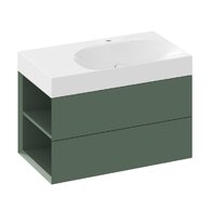 Nábytkový set Ravak Lite, skříňka 80 pod umyvadlo grey green, levá, umyvadlo Lite 80 nábytkové bílé