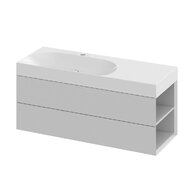 Nábytkový set Ravak Lite, skříňka 120 pod umyvadlo smoke grey, pravá, umyvadlo Lite 120 nábytkové bílé