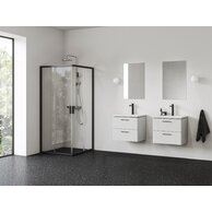 Sprchový kout Ravak Blix II NBLRV2 90 rohový čtyřdílný, černý/transparent, 1LM70300Z1