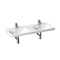 Dvojumyvadlo Jika Cubito 130 závěsné, s otvory pro baterie, s přepadem, bílá, H8144201001041