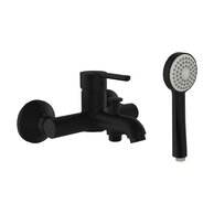 Lua vanová nástěnná páková baterie s ruční sprchou 80 mm, 1 funkce a syntetickou sprchovou hadicí 1600 mm, PVD titan černá mat H3210810811311