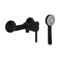 Lua sprchová nástěnná páková baterie s ruční sprchou 80 mm, 1 funkce a syntetickou sprchovou hadicí 1600 mm, PVD titan černá mat H3310810811311