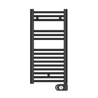 Radiátor Zehnder Aura 79x40 cm, elektrický, s topnou tyčí Musa Eco 150 W, RAL 9005 černá matná, PBEBZ-080-40/MQ