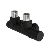 Armatura Zehnder rohová 1/2", s ruční regulační hlavicí vpravo, Set P, RAL 0557 black matt, Z-839059-0557