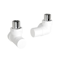 Ventil Zehnder úhlový rohový, rohové šroubení pro zpátečku 1/2", Set G, RAL 0556 white matt, Z-839669-0556