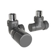 Ventil Zehnder úhlový rohový, rohové šroubení pro zpátečku 1/2", s termostatickou hlavicí Design Line, Set I, RAL 0346 anthracite, Z-839729-0346