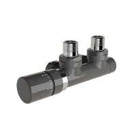 Armatura Zehnder rohová 1/2", s termostatickou hlavicí Design Line vlevo, Set Q, RAL 0346 anthracite, Z-839429-0346