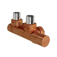 Armatura Zehnder rohová 1/2", s ruční regulační hlavicí vpravo, Set P, leptaná měď, Z-839060