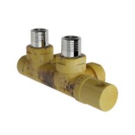 Armatura Zehnder rohová 1/2", s ruční regulační hlavicí vpravo, Set P, leptaná mosaz, Z-839070