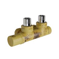 Armatura Zehnder rohová 1/2", s ruční regulační hlavicí vlevo, Set Q, leptaná mosaz, Z-839120