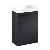 Nábytkový set Laufen Ardo 45, skříňka 45 pod umyvadlo černá mat, umyvadlo Ardo 45 nábytkové bílé, madlo černá mat