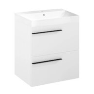 Nábytkový set Laufen Ardo 60, skříňka 60 pod umyvadlo bílá mat, umyvadlo Ardo 60 nábytkové bílé, madlo černá mat