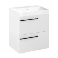 Nábytkový set Laufen Ardo 60, skříňka 60 pod umyvadlo bílá lesk, umyvadlo Ardo 60 nábytkové bílé, madlo černá mat