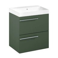 Nábytkový set Laufen Ardo 60, skříňka 60 pod umyvadlo lesní zelená mat, umyvadlo Ardo 60 nábytkové bílé, madlo chrom