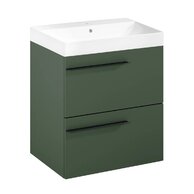 Nábytkový set Laufen Ardo 60, skříňka 60 pod umyvadlo lesní zelená mat, umyvadlo Ardo 60 nábytkové bílé, madlo černá mat