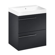 Nábytkový set Laufen Ardo 60, skříňka 60 pod umyvadlo černá mat, umyvadlo Ardo 60 nábytkové bílé, madlo chrom