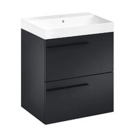 Nábytkový set Laufen Ardo 60, skříňka 60 pod umyvadlo černá mat, umyvadlo Ardo 60 nábytkové bílé, madlo černá mat