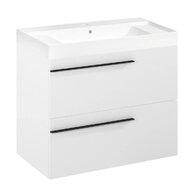 Nábytkový set Laufen Ardo 80, skříňka 80 pod umyvadlo bílá mat, umyvadlo Ardo 80 nábytkové bílé, madlo černá mat