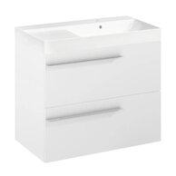 Nábytkový set Laufen Ardo 80, skříňka 80 pod umyvadlo bílá mat, umyvadlo Ardo 80 nábytkové pravé bílé, madlo chrom