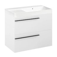 Nábytkový set Laufen Ardo 80, skříňka 80 pod umyvadlo bílá mat, umyvadlo Ardo 80 nábytkové pravé bílé, madlo černá mat