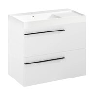 Nábytkový set Laufen Ardo 80, skříňka 80 pod umyvadlo bílá mat, umyvadlo Ardo 80 nábytkové levé bílé, madlo černá mat